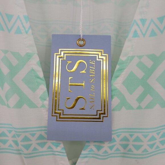 Sail To Sable Green Stripe Flutter Sleeve Maxi Dress Size Large 100% Cotton - Picture 10 of 15